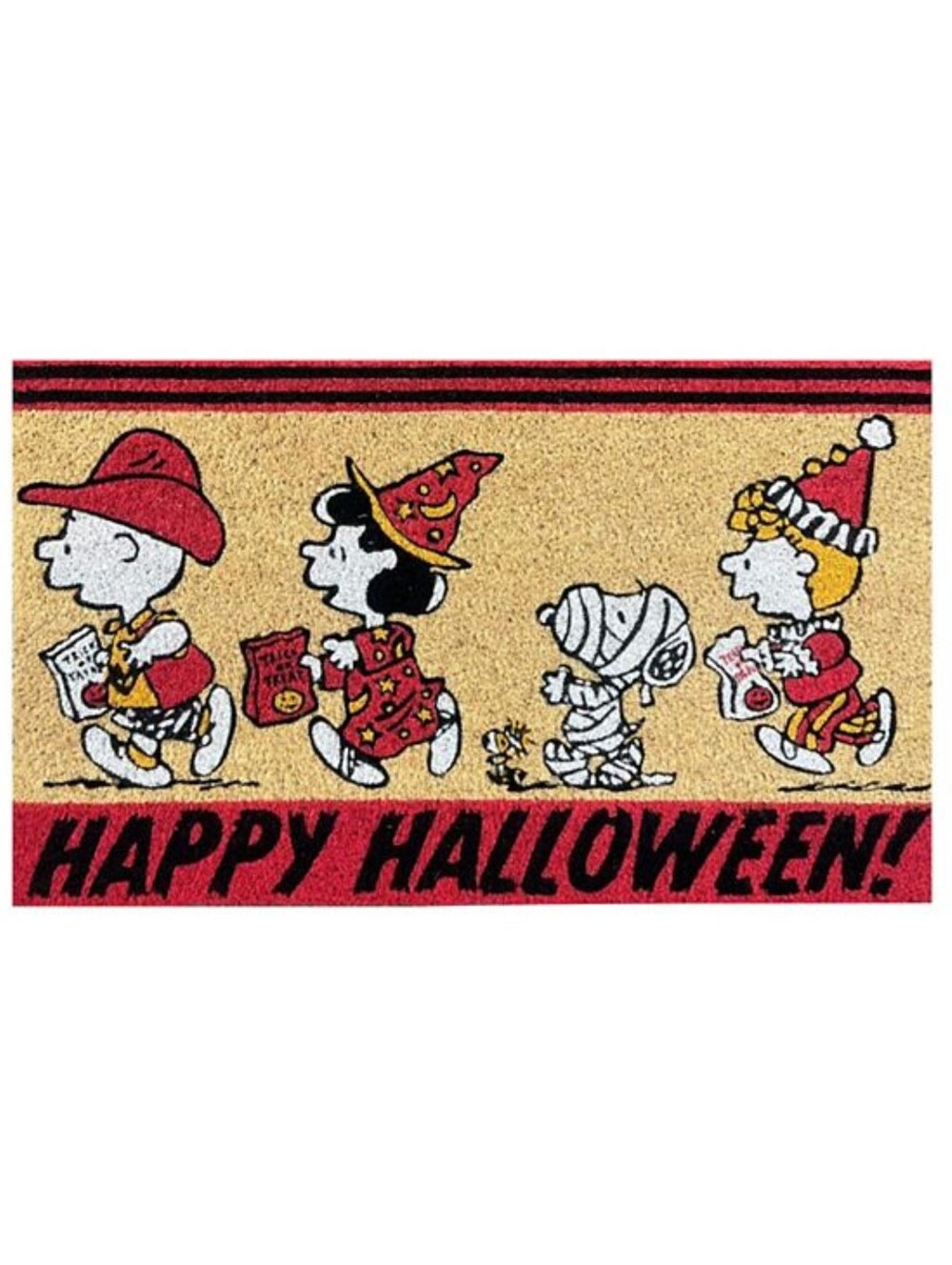 Snoopy Peanuts Gang Halloween Trick or Treat Coir Doormat 18" x 30" NEW RARE